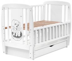 Дитяче ліжко Babyroom Dog маятник, ящик, відкидний бік DSMYO-3 бук White